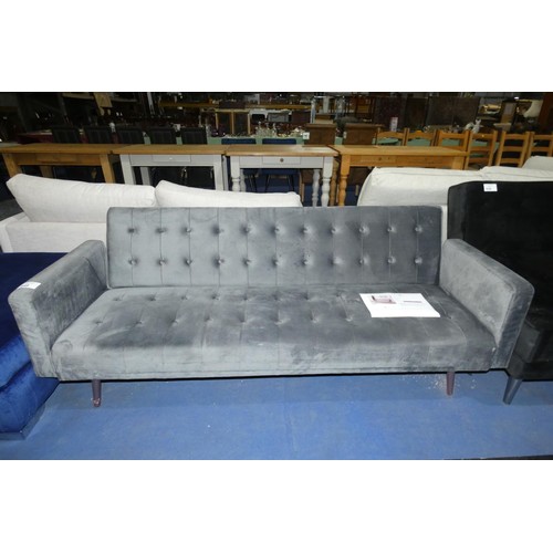 649 - A grey upholstered click clack type sofa bed RRP £346