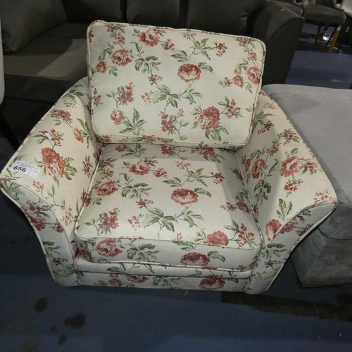 656 - 1 x floral upholstered arm chair - Please note that no legs are included