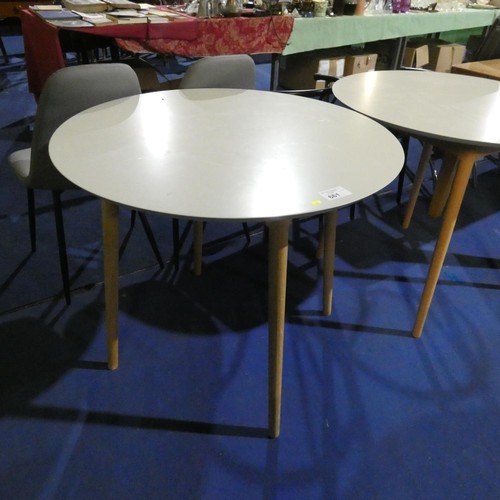 661 - 1 x grey topped round dining table with wooden legs diameter approx 90cm