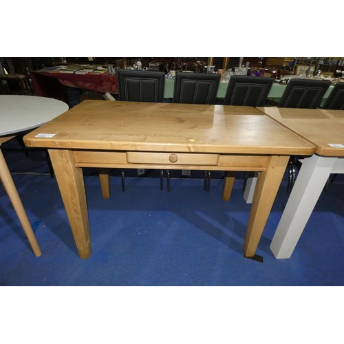 663 - 1 x Pine dining table with 1 drawer approx 120 x 76cm