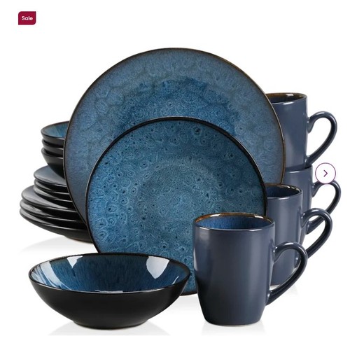 328 - 1 x Metro Lane Favazza ceramic dinnerware- set of 16 in blue.