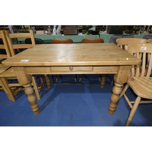 668 - 1 x Pine dining table with 1 drawer approx 120 x 76cm