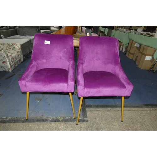 678 - 2 x purple upholstered dining / bedroom chairs