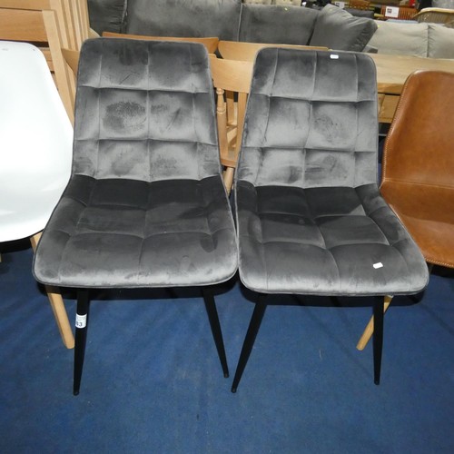 683 - 2 x dark grey upholstered dining chairs