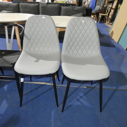 691 - 2 x grey upholstered dining chairs