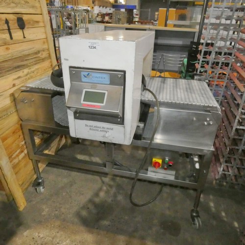 1234 - An industrial/commercial stainless steel food manufacturing conveyor metal detector by Cintex no mod... 