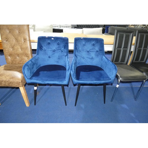 688 - 2 x blue upholstered dining chairs