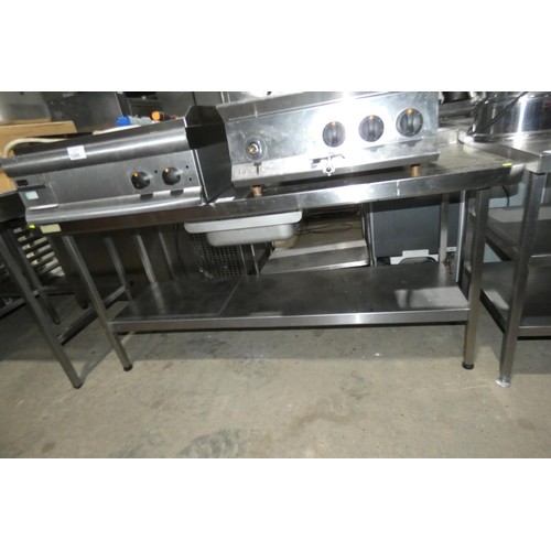 1247 - A commercial stainless steel catering type table with shelf and drawer beneath approx 180x65cm