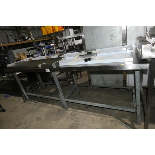 1258 - A commercial stainless steel catering type table approx 230x77cm