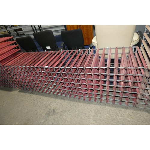 1272 - A large wooden wine rack for approx 168 wine bottles size approx 236x72cm