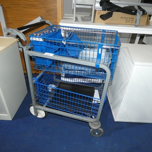 1323 - LOT WITHDRAWN: A mobile office postal trolley with baskets, file folders etc