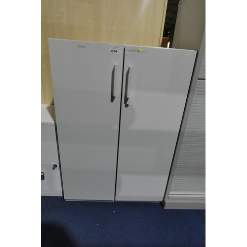 1354 - A white 2 door office cabinet approx 80x50x117cm