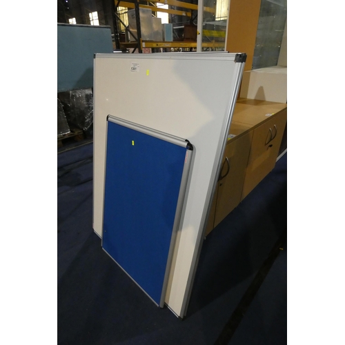 1361 - 2 whiteboards measuring approximately 120 cm x 90 cm and two pinboards measuring approx 60cm x 90cm