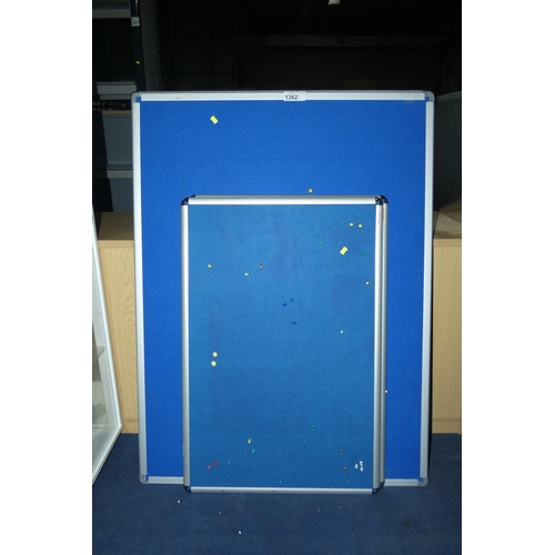 1362 - Two whiteboards and a pinboard measuring approx 120 cm 90 cm and two other pinboards measuring appro... 