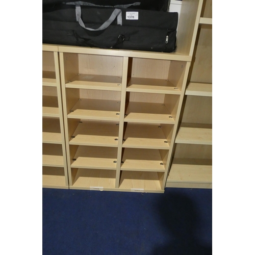 1371 - A light wood effect pigeon hole unit with 8 shelves measuring approx 64 cm x 88 cm x 36 cm