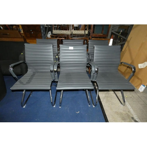 1389 - A set of 6 office chairs with metal frames and grey upholstery