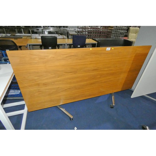 1341 - A wood effect folding office table with chrome legs measuring approx 220cm x 100cm