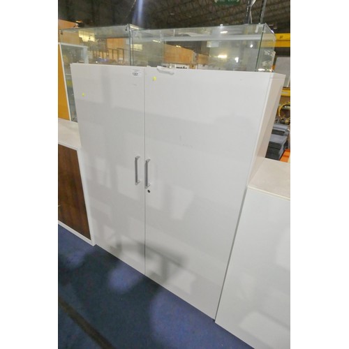 1357 - A white 2 door cabinet approx 120x49x154cm