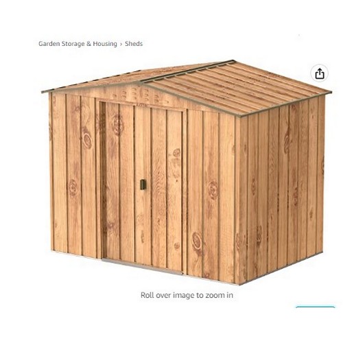 512 - 1 x Duramax Top shed approx 8ft x 6ft in wood effect metal RRP £363