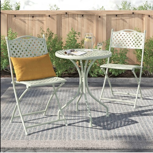 618 - An Havana green metal lattice bistro set RRP £165