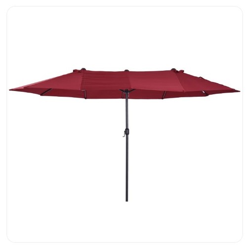 517 - 1 x Outsunny 4.6m double sided patio parasol sun umbrella wine red RRP £74