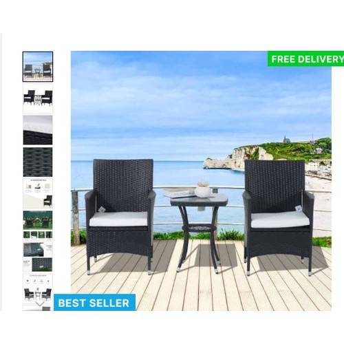 519 - An Outsuny three piece synthetic rattan chair set with cushions RRP £123