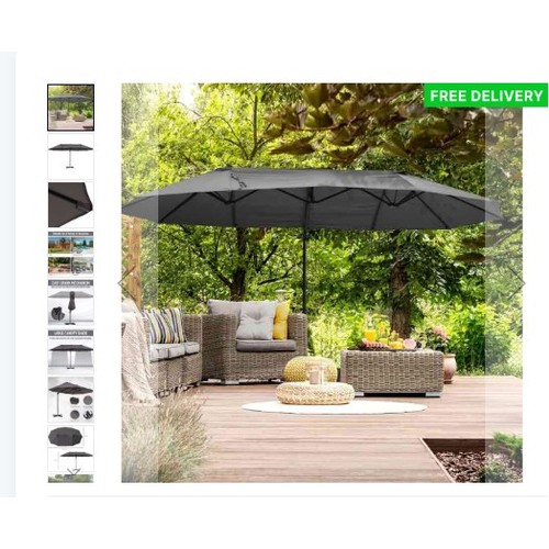 525 - 1 x Outsunny double canopy offset garden parasol RRP £176