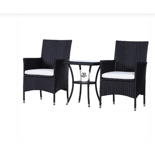 551 - 1 x Outsunny three piece synthetic rattan chair set with cushions RRP £123