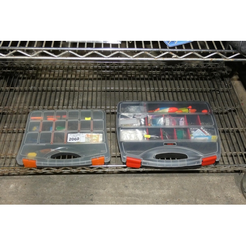 2060 - 2 x loaded fishing tackle boxes