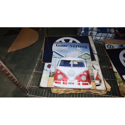 2658 - A large quantity of approx 40 various Volkswagen metal signs, please see pictures for more details