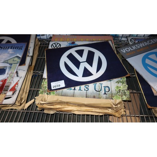 2659 - A large quantity of approx 40 various Volkswagen metal signs, please see pictures for more details