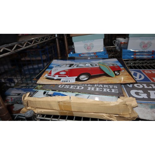 2661 - A large quantity of approx 40 various Volkswagen metal signs, please see pictures for more details