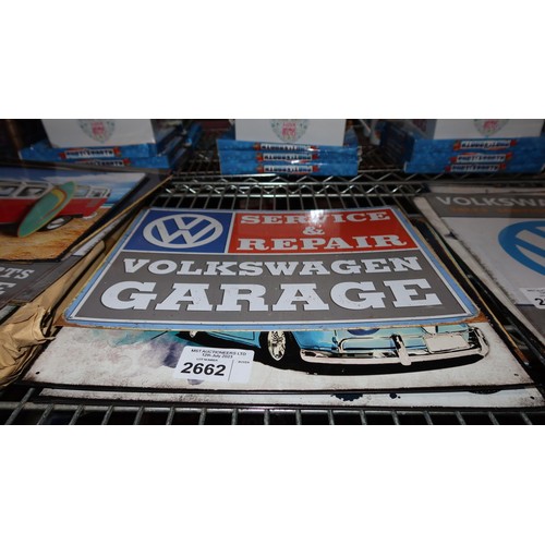 2662 - A large quantity of approx 15 various Volkswagen metal signs, please see pictures for more details