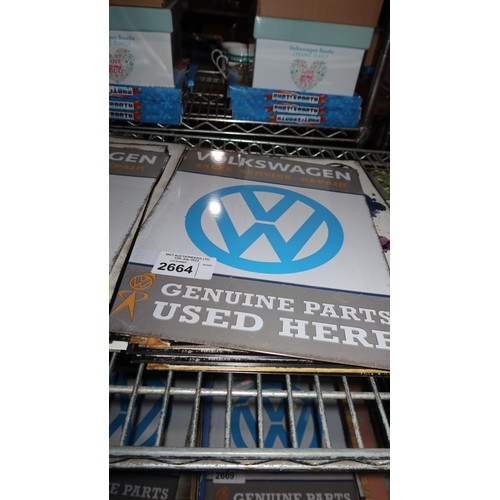 2664 - A large quantity of approx 15 various Volkswagen metal signs, please see pictures for more details