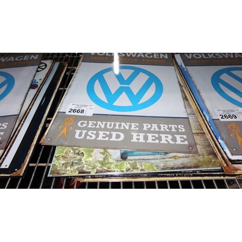 2668 - A large quantity of approx 15 various Volkswagen metal signs, please see pictures for more details