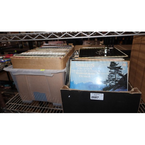 2687 - 2 boxes containing a quantity of various 33rpm records, please see pictures for more details