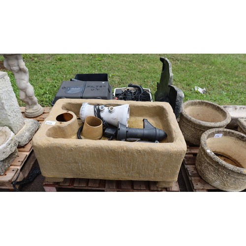 2735 - A quantity of various pond & water feature related items including pump, filter etc