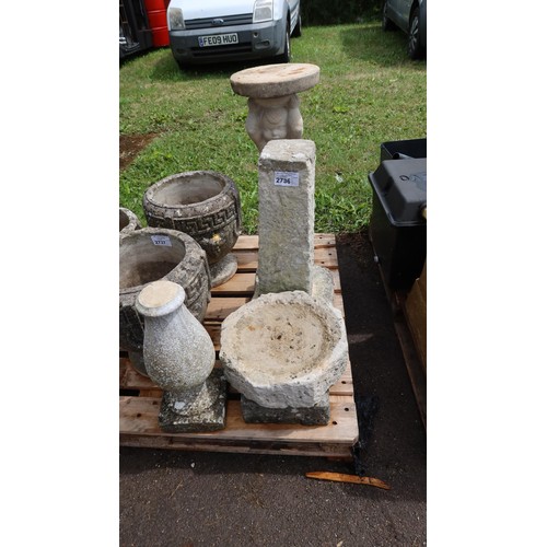 2736 - A quantity of various concrete garden ornaments