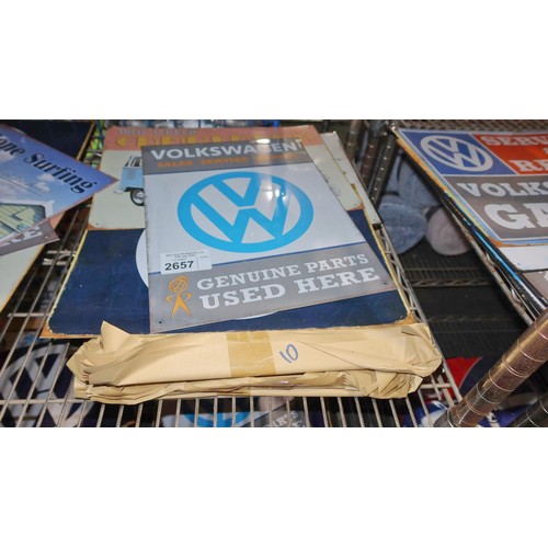 2657 - A large quantity of approx 40 various Volkswagen metal signs, please see pictures for more details