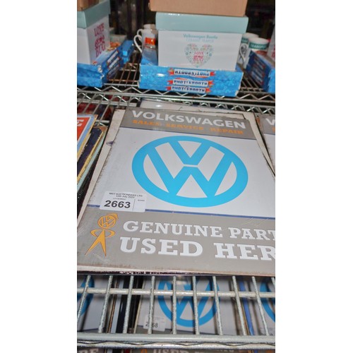 2663 - A large quantity of approx 15 various Volkswagen metal signs, please see pictures for more details