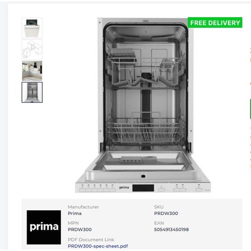 1161 - An unused slimline dishwasher by Prima type PRDW300. Retail approx £250