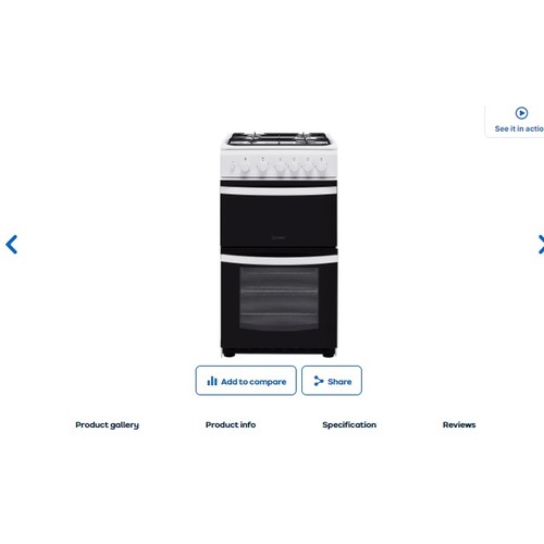 1164 - An unused freestanding 50cm gas cooker by Indesit type ID5G00KMW. Retail approx £320