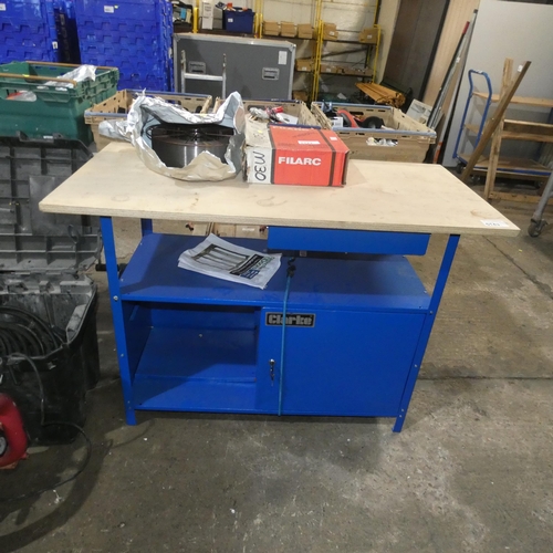 5143 - 1 x Clarke blue metal work bench approx 120 x 60cm