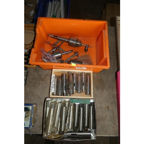 5112 - 3 boxes containing a quantity of various drill chucks and tapered sleeves