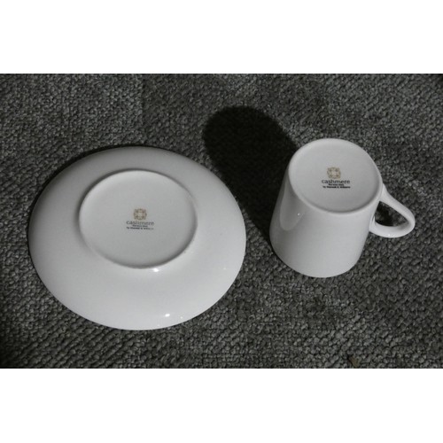 1066 - A quantity of white espresso cups and saucers, milk jug & sugar bowl by Cashmere