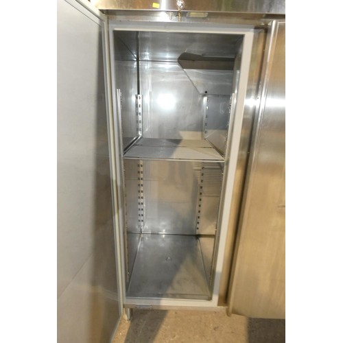 1144 - A large commercial stainless steel double door fridge by Polaris type F-plus TN 140 - trade.  Tested... 