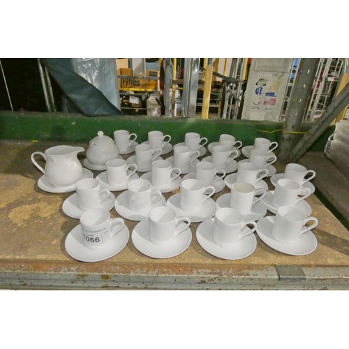 1066 - A quantity of white espresso cups and saucers, milk jug & sugar bowl by Cashmere