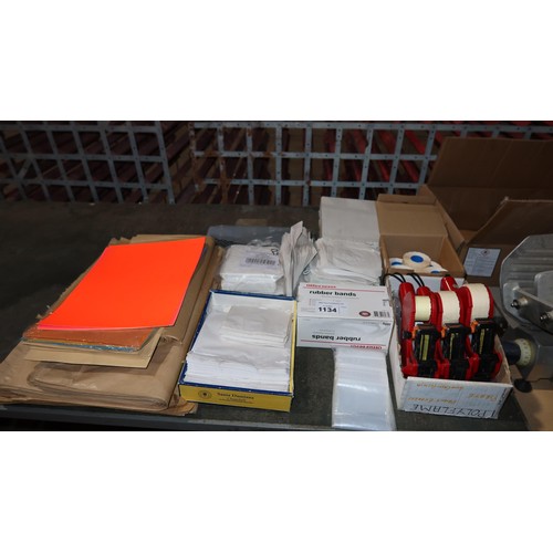 1134 - A quantity of various shop packaging items and price tag guns etc