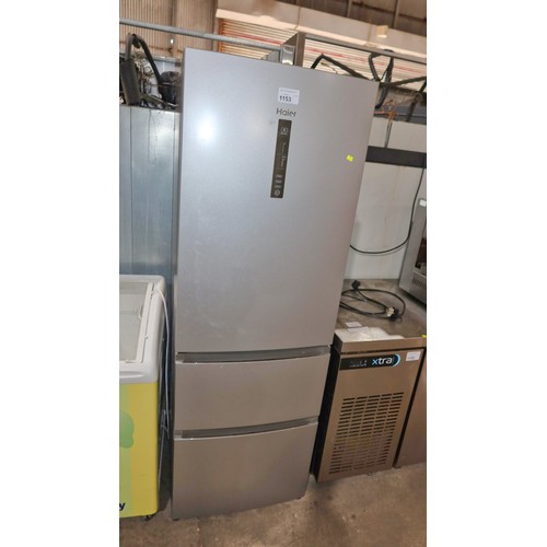 1153 - A tall fridge freezer by Haier, with fridge above and 2 freezer drawers beneath model: A3FE632CSJ re... 