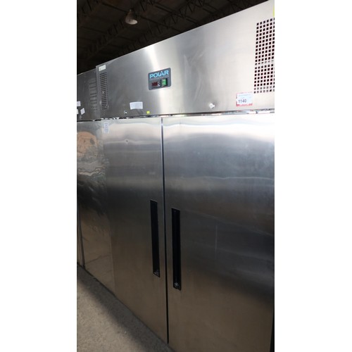 1140 - A mobile commercial stainless steel 2 door fridge by Polar type G594 - trade. Tested Working